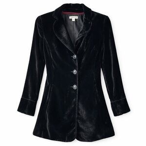 Coldwater Creek | Black Velvet Long Blazer Romantic Whimsygoth Jacket Size 10